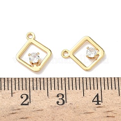 Brass Micro Pave Cubic Zirconia Rhombus Charms&nbsp;KK-Z136-01G