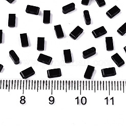 Fgb2穴ガラスシードビーズ  不透明色  長方形  ブラック  4.5~5.5x2x2~2.5mm  穴：0.5~0.8mm  約250個/10g&nbsp;X-SEED-S031-M-SH49