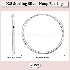 1 Pair Rhodium Plated 925 Sterling Silver Big Hoop Earrings&nbsp;STER-BBC0007-25