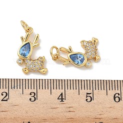 Brass Micro Pave Cubic Zirconia Pendants&nbsp;KK-P325-37G
