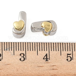 真鍮ビーズ  カドミウムフリー＆鉛フリー  プラチナ·ゴールデン  文字J  10.5x5.5x7.5mm  穴：5x4mm&nbsp;KK-S337-10GP-J