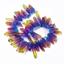 天然水晶染色ビーズ連売り  ナゲット  24~50x6~12x5~8mm  穴：1mm  約47~50個/連  35~37cm&nbsp;G-I345-02D