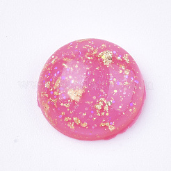 キラキラ半透明の樹脂カボション  内側の金箔と  半円/ドーム  ミックスカラー  12x5mm&nbsp;X-RESI-S364-43A-M