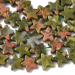 天然石ユナカイトビーズ連売り  スター  6x6x2mm  穴：0.7mm  約72個/連  14.96''（38センチメートル）&nbsp;G-F817-A11-01