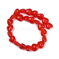 手作りランプワークガラスビーズ連売り  ハート  レッド  13~15x15~16x8.5~9.5mm  穴：1.4mm  約24個/連  12.60''（32センチメートル）&nbsp;LAMP-Q005-06D-02
