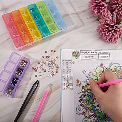 プラスチックビーズ収納ケース  フリップトップビーズ収納  取り外し可能な  28のコンパートメント  長方形  ミックスカラー  2.4~17.5x2.5~10.8x2.3~2.6cm&nbsp;CON-SZ0001-27