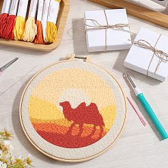 パンチ刺繍スターターキット  刺繍生地と糸を含む  針  パンチペン  スレッダー  刺繍フープ  指示シート  ラクダの形  2.8mm  8束&nbsp;DIY-WH20007-13A