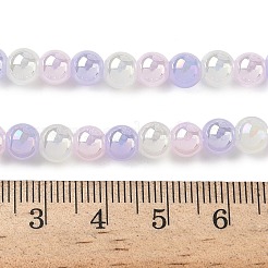 電気メッキ＆グラデーションカラーガラスビーズ連売り  ラウンド  ライラック  6mm  穴：1.4mm  約63個/連  13.78''（35センチメートル）&nbsp;LAMP-M023-03-01