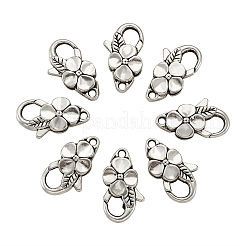 合金製カニカン  花  アンティークシルバー  25x14mm  穴：2mm&nbsp;PALLOY-KS0001-02