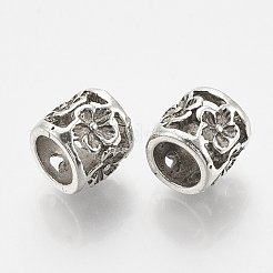 チベット風合金ビーズ  大穴ビーズ  花を持つ列  アンティークシルバー  10x9mm  穴：6mm&nbsp;X-PALLOY-Q313-46