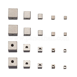 304ステンレススチールビーズ  キューブ  ステンレス鋼色  3~8x3~8x3~8mm  穴：1.6~2mm  100個/箱&nbsp;STAS-TA0001-05P