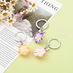 手作りのポリマー粘土の花のキーホルダー  合金スプリットキーリング付き  プラチナ  ミックスカラー  8cm&nbsp;KEYC-JKC00250