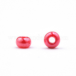 11/0 チェコ不透明ガラスシードビーズ  光沢のある  ラウンド  クリムゾン  2.2x1.5mm  穴：0.7mm  約500 G /袋&nbsp;SEED-N004-003B-22