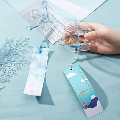 2Pcs 2 Styles Round with Boat & Bird Pattern Glass Wind Chime&nbsp;HJEW-BC0001-10