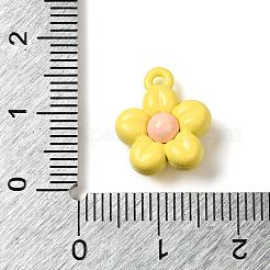 スプレーメッキ合金ペンダント  カドミウムフリー＆鉛フリー  花  きいろ  15x12x6mm  穴：1.5mm&nbsp;PALLOY-S186-14B