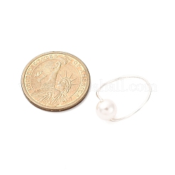 銅線で巻かれたシェルパールの丸いビーズの指輪2個  銀  6~8mm  内径：19mm&nbsp;RJEW-JR00936