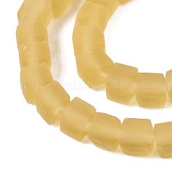 透明なすりガラスビーズ連売り  キューブ  多面カット  ゴールデンロッド  4~4.5x4~4.5x4~4.5mm  穴：1~1.2mm  約97~98個/連  16.14~16.54インチ（41~42cm）&nbsp;GLAA-N072-01A-A03