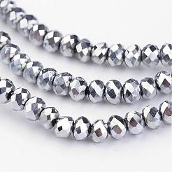電気メッキガラスビーズ連売り  多面カット  ロンデル  プラチナメッキ  2.9~3.3x2mm  穴：1mm  約135~140個/連  32~34cm&nbsp;EGLA-G014-2mm-FP03
