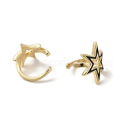 ラックメッキ真鍮エナメルスターカフイヤリング女性用  18KGP本金メッキ  ミックスカラー  13.5x15mm&nbsp;EJEW-C097-17G