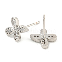 Rack Plating Brass Micro Pave Clear Cubic Zirconia Stud Earrings&nbsp;EJEW-N055-02P-04-RS