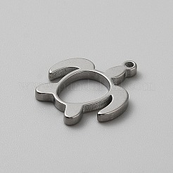 ステンレススチールペンダント  ウミガメチャーム  ステンレス鋼色  27x23.5x3mm  穴：2mm&nbsp;STAS-WH20010-013P