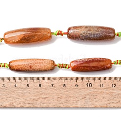 ファイヤーアゲートクラックルビーズ連売り  染め＆加熱  バレル  39~41x13~14mm  穴：2.5mm  約8個/連  15.35''~16.14''（39~41センチメートル）&nbsp;G-P605-E01-01