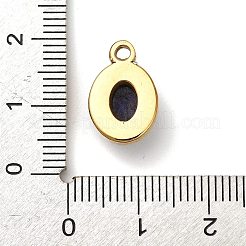 染めの天然ラピスラズリのペンダント  304ステンレススチールの楕円形チャーム  ゴールドカラー  15.5x10x5.5mm  穴：1.6mm&nbsp;STAS-R009-04G-08