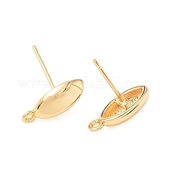 真鍮製スタッドピアスパーツ  オーバル  ニッケルフリー  カン付き  18KGP本金メッキ  13.5x6mm  穴：1.2mm  ピン：0.7x11.5mm&nbsp;KK-D024-05G