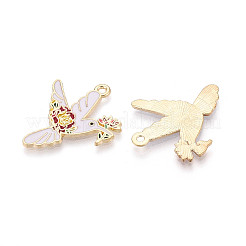 合金エナメルチャーム  ピジョン  鉛フリー＆カドミウムフリー  ライトゴールド  28x24.5x1.5mm  穴：1.6mm&nbsp;ENAM-N062-10KCG