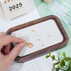 ネックレス用のベルベットジュエリープレート付きクルミ  ブレスレット  ピアス  リング  長方形  ホワイト  140x90x17mm&nbsp;ODIS-WH0038-184A-01