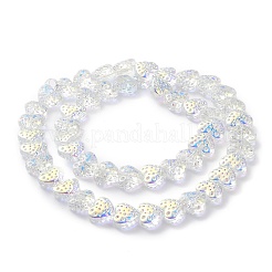 電気メッキ透明ガラスビーズ連売り  ABカラーメッキ  ハート  きいろ  13x15mm  穴：1.2mm  約50個/連  25.59''（65センチメートル）&nbsp;EGLA-R114-02A-AB02