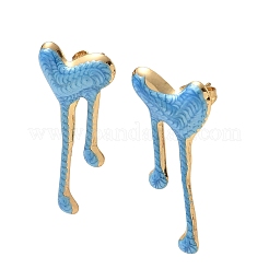 女性用304ステンレススチールエナメルスタッドピアス  ハート  ゴールドカラー  35x16mm&nbsp;SA-CBA46AF-22G