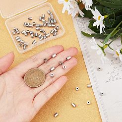 304ステンレススチールコードエンド  エンドキャップ  コラム  ステンレス鋼色  5x4mm  穴：1.5mm  内径：3mm  60個/箱&nbsp;STAS-UN0017-70P
