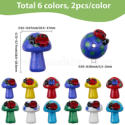 12Pcs 6 Colors Handmade Lampwork Beads&nbsp;LAMP-SC0001-86
