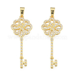 Brass Micro Pave Clear Cubic Zirconia Pendants&nbsp;KK-N227-101LG