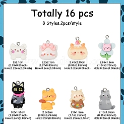 16Pcs 8 Styles Opaque Resin Pendants&nbsp;RESI-YW0003-17
