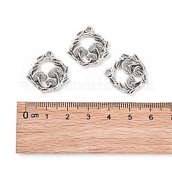 合金のチベット風チャーム  カドミウムフリー＆鉛フリー  きのこの形  アンティークシルバー  21x20x1.5mm  穴：1.4mm&nbsp;PALLOY-R134-09B-RS