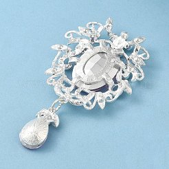 亜鉛合金ガラス大きなペンダント  ラインストーン付き  花のチャーム  ピンク  86~86.5x50x10mm  穴：8x6mm&nbsp;PALLOY-Z017-02C-S