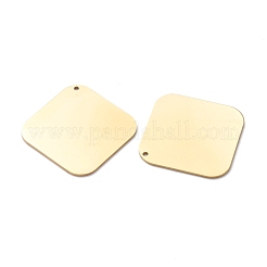 304ステンレスペンダント  空白タグのスタンプ  菱形  ゴールドカラー  33x33x1mm  穴：1.2mm  対角長さ：33mm  辺の長さ：27mm&nbsp;STAS-Y006-41G