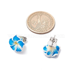 Handmade Polymer Clay Plumeria Stud Earrings&nbsp;EJEW-JE06438