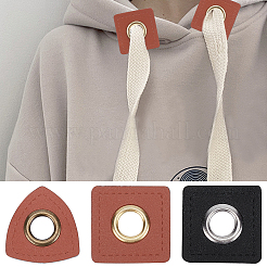 90個3スタイルのPUレザー、鉄製グロメットアイレット金具付き  バッグアクセサリー用  正方形と三角形  ミックスカラー  2.5~2.55x2.4~2.5x0.18~0.2cm  穴：8mm  30個/スタイル&nbsp;FIND-GF0003-07