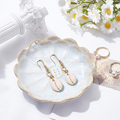 磁器スナックプレート1枚  花  ホワイト  110x22mm&nbsp;AJEW-SP0006-04C