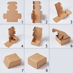 クラフト紙箱  折りたたみボックス  正方形  淡い茶色  6.2x6.2x3.5cm&nbsp;X-CON-WH0036-01