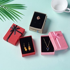 Kraft Cotton Filled Rectangle Cardboard Jewelry Set Boxes with Bowknot&nbsp;CBOX-D028-04