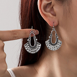 Bohemian Style Fan Alloy Imitation Leather Cord Dangle Earrings&nbsp;FS-WGA2883-01