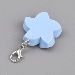 樹脂製の花のペンダント装飾  合金製カニカン付き  藤紫色  41mm&nbsp;HJEW-WH0042-143E