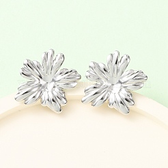304ステンレススチールスタッドピアス  カドミウムフリー＆ニッケルフリー＆鉛フリー  ステンレス鋼色  花  21x21.5mm&nbsp;EJEW-I323-01P-02