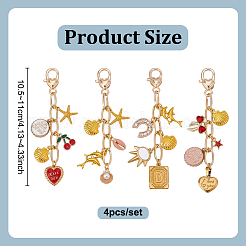 4Pcs Alloy Enamel & Rhinestone Pendant Decorations&nbsp;HJEW-NB00317