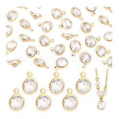 30Pcs Brass Edge & Loop Micro Pave Clear Cubic Zirconia Charms&nbsp;KK-PH0010-41