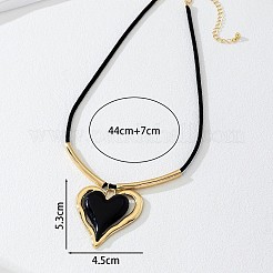 Heart Alloy Black Enamel Pendant Necklaces for Women&nbsp;FS-WGA6DE4-01